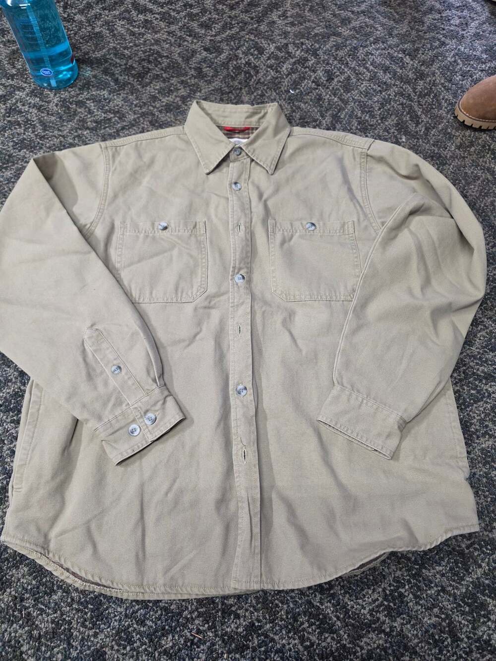 Field & Forest Size M Khaki Plaid Lined Work Shirt